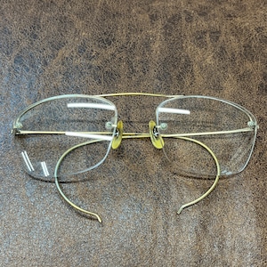 Vintage Original Eyeglasses 1920-1940 SC USA Semi Rimless Ful Vue Cable Temple Curled Top Bar Gold Tone