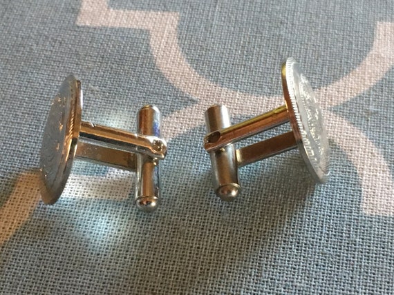 Vintage 1950/60 Silver Spring Back Cuff links Car… - image 8