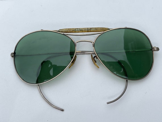Vintage REZISTIV 12GF Aviator Sunglasses With Cable Temple Arms Green Lenses Etsy Canada