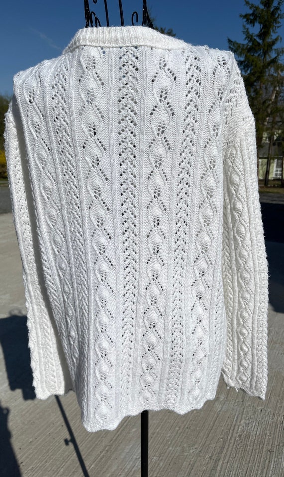 Vintage White Cardigan Sweater Rockabilly 1950’s … - image 5