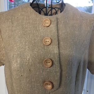 Vintage Tweed Tan Short Sleeve Dress 1940/50