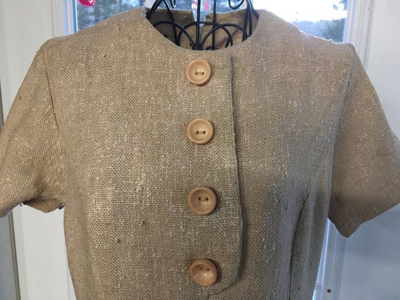 Vintage Tweed Tan Short Sleeve Dress 1940/50