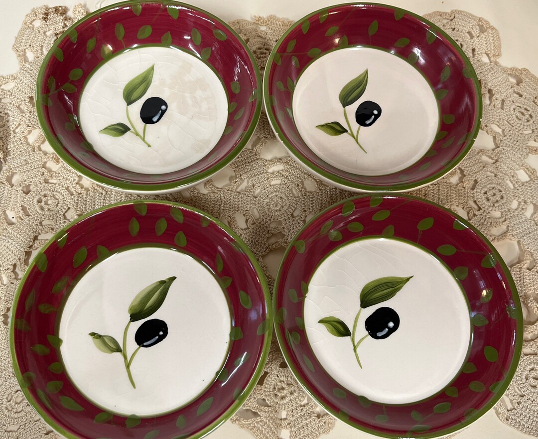 Vintage Olive Oil Dipping Bowls Set of Four Olive Branch Decor Etsy