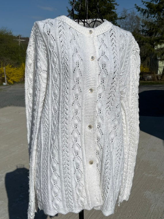 Vintage White Cardigan Sweater Rockabilly 1950’s … - image 2