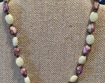 Vintage Purple & White Bead Choker