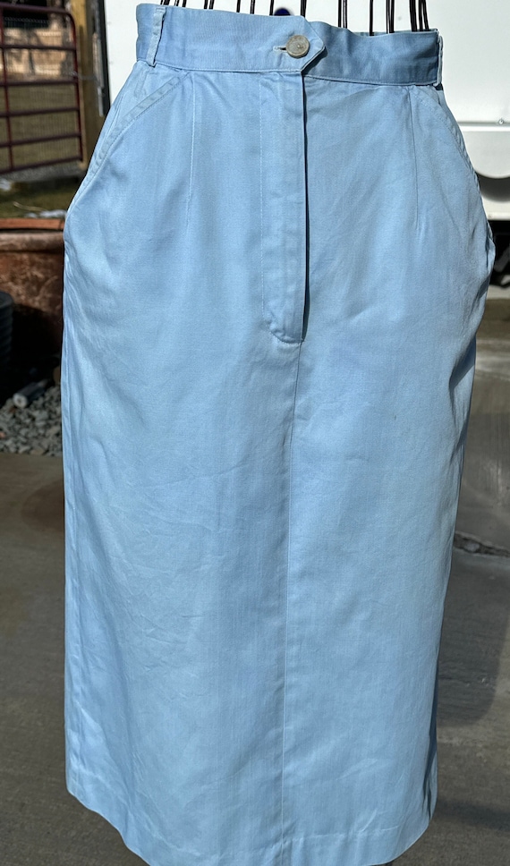 Vintage Blue Cotton A Line Skirt Ladies Fashion Sp