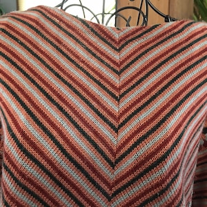 Vintage Eccobay 70/80s Striped Pullover Sweater Small Blk,Coral, Red image 1