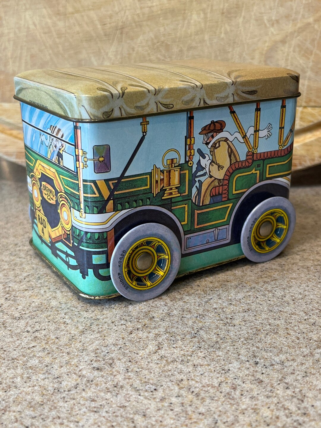 Vintage Antique Car Tin Box With Spinning Wheels Etsy