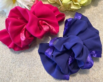 Vintage French Bow Barrettes in Pearlescant Purple, Pair  display picture 3