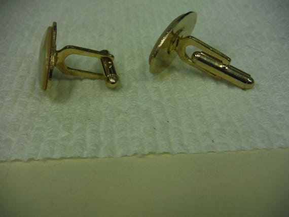 Iridescent Gold Plated Cuff Links, Button Hole Ad… - image 4