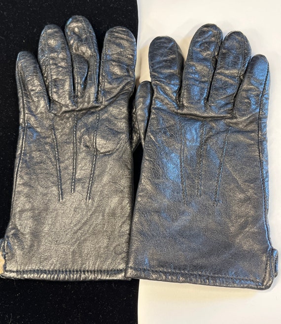 Vintage Black Leather Women Driving Gloves Size 6… - image 2