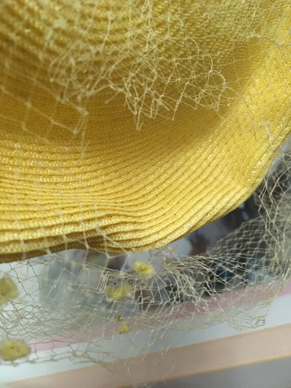 Vintage 1950 Yellow Pillbox Hat Small Hat - image 7