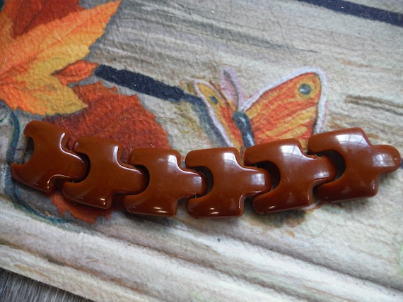 Vintage Bakelite Brown Linked Bracelet - image 1