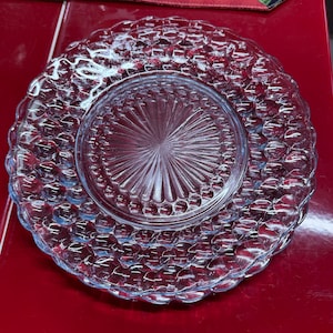 Vintage Anchor Hocking Blue Bubble Dinner Plates Glassware Depression Glassware Set of Two