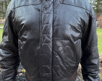 Members Only Brown Leather Bomber Jacket Size 44 Everyday Jacket, Gift,  Season Coat
