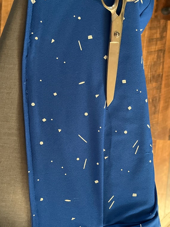 Vintage 1970/80's Blue Shirtwaist Dress Ruffles W… - image 10