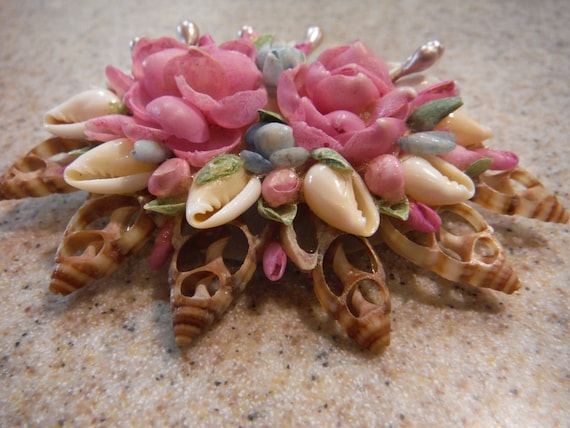 Vintage 1940's Antique Dusty Rose Pink Shell and