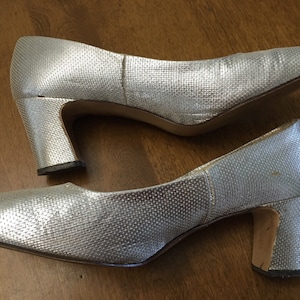 Vintage Di Orsini Originals Silver Shoes, Size 7 Shiny Shoes, Dance Shoes