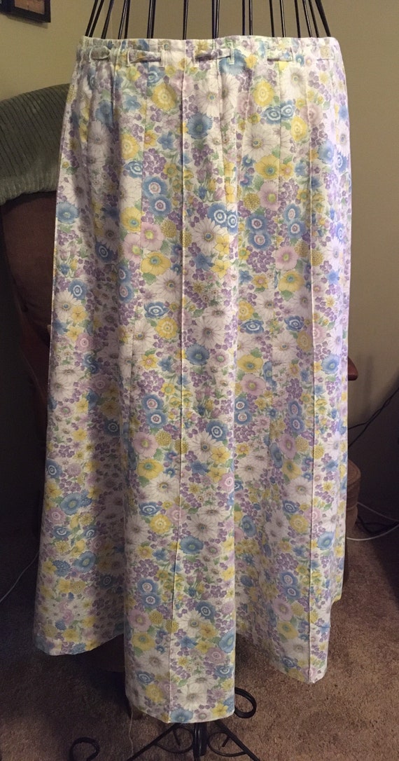 Vintage Floral Button Full Cotton Skirt purple,Bl… - image 4