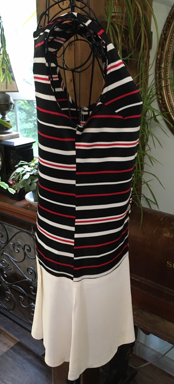 Vintage 60’s Romper Black Red and White Striped R… - image 2