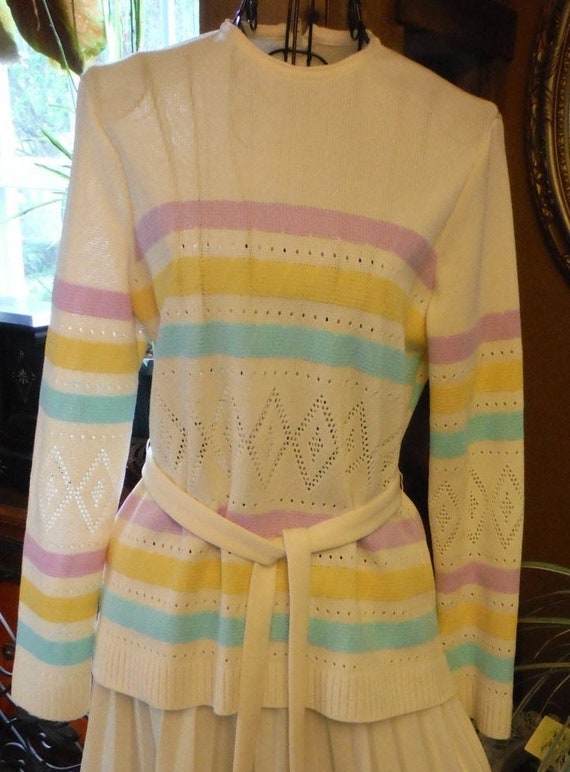 Vintage Joan Curtis Striped Pink Blue Yellow Light Weight Sweater Long Sleeves Etsy