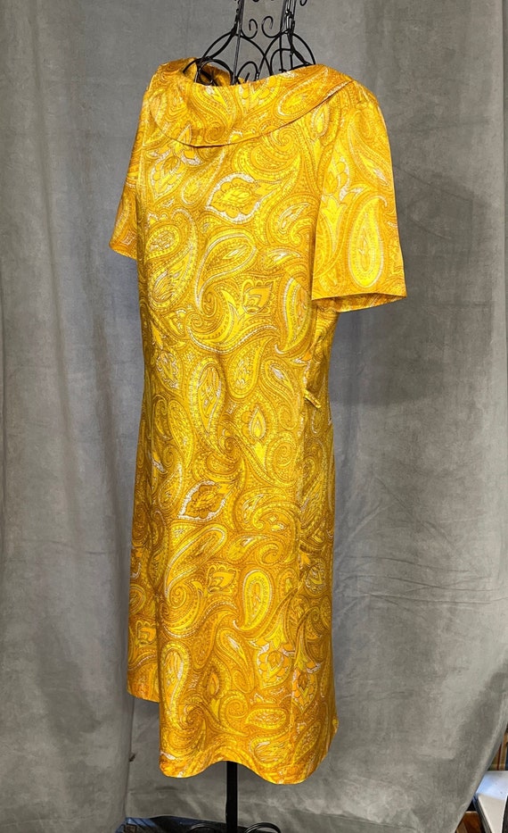Vintage Yellow Paisley Shirt Sleeve A Line Dress 1