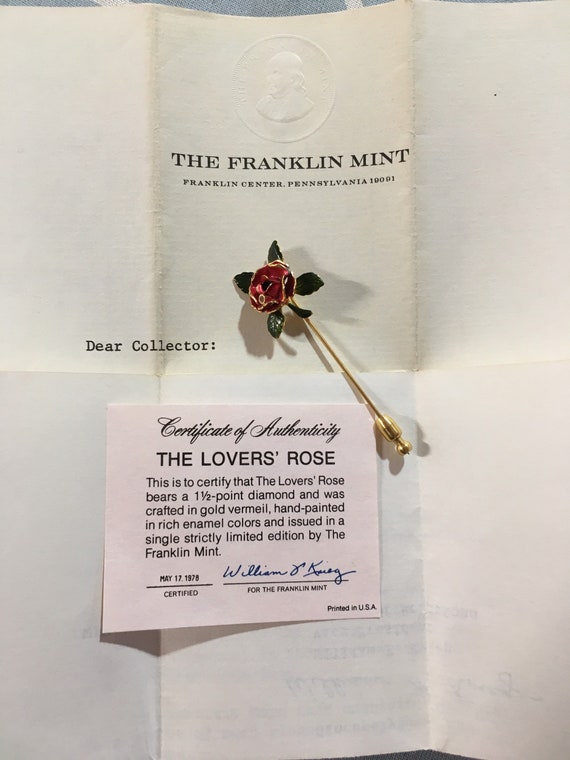 Franklin Mint "The Lovers Rose" Stick Pin - image 9