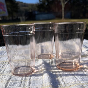Vintage Pink Depression Saftgläser 3er Set Hazel Atlas 4 oz.