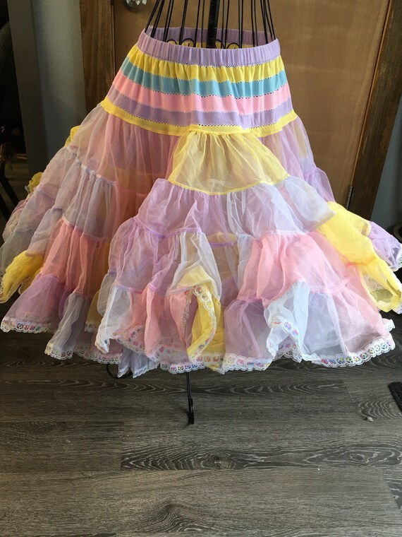 Vintage Petticoat Crinoline Pastel Rainbow Dance P