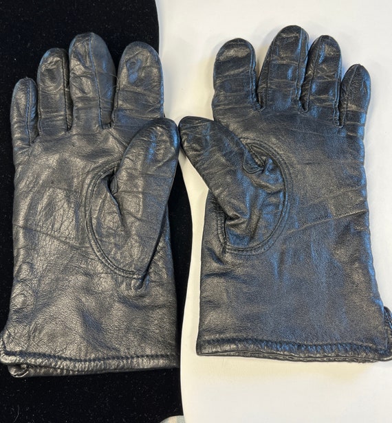 Vintage Black Leather Women Driving Gloves Size 6… - image 3