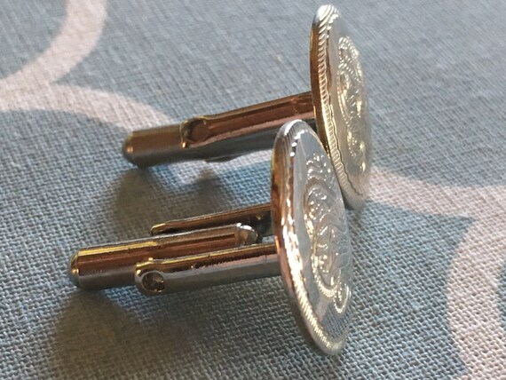 Vintage 1950/60 Silver Spring Back Cuff links Car… - image 7