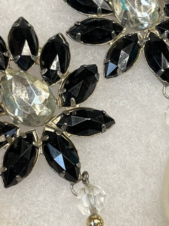 Vintage Black With Clear Rhinestones and Dangling… - image 10
