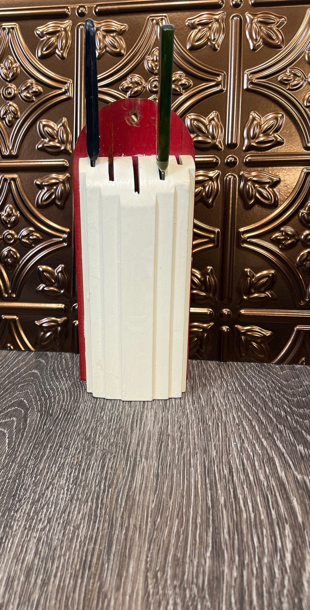 Vintage 1939 Nuway Wooden Kitchen Knife Holder Mid Century Farmhouse