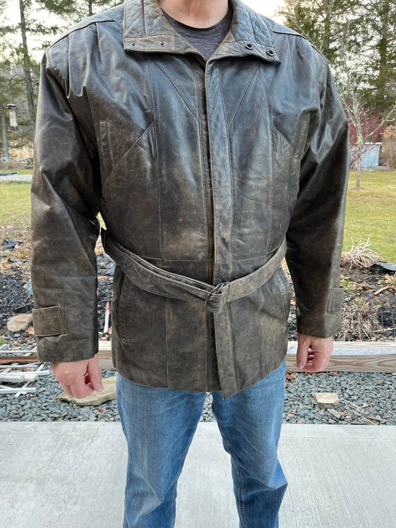 Mens Leather 3/4 Length Genuine Brown Coat Size 40 Lg the - Etsy