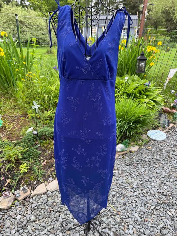navy blue handkerchief dress Mac Duggal Women's Long Sleeve Pleated Handkerchief Dress - Blue - Size 8