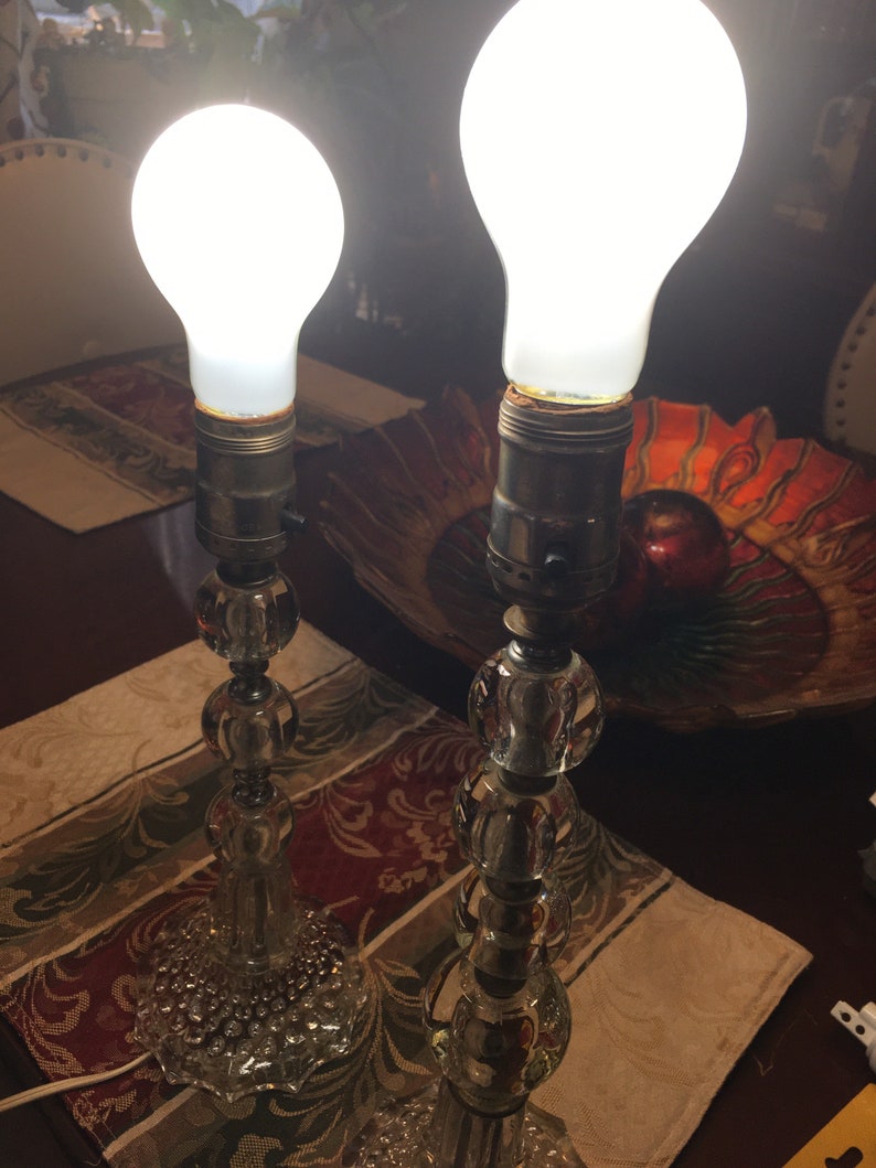 Vintage Glass Candlestick Boudoir Stacking Globes Lamp Set Etsy