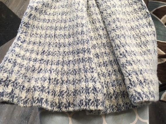 Vintage 1930 Blue Wool Short Sleeves Dress With C… - image 5