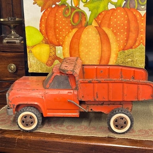 Vintage 1970s Tonka Orange Dump Truck Steel Fall Decoration Farmhouse Decor Collector