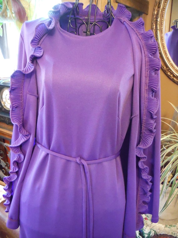 Vintage 1960's NPC Fashions Purple Two Piece Ruff… - image 2