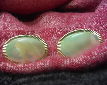 Iridescent Gold Plated Cuff Links, Button Hole Adornments