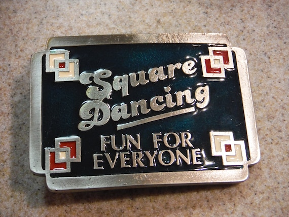 Vintage Square Dancing Belt Buckle - image 1
