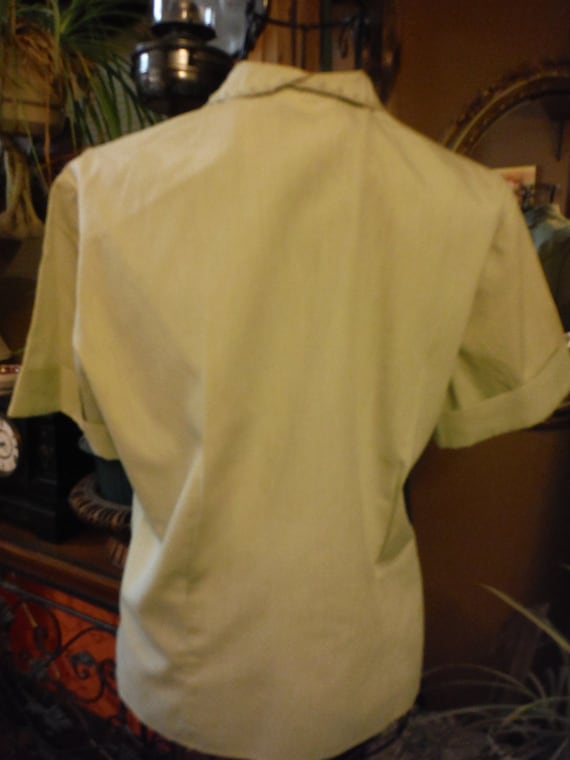 Topper Casual Green Cotton short sleeve trimmed collar blouse Topper Casual Green Cotton short sleeve trimmed collar blouse