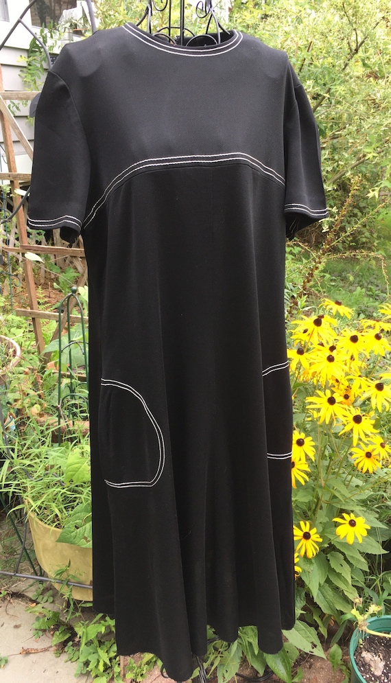 Vintage Black Dress Polyester with Silver Metallic