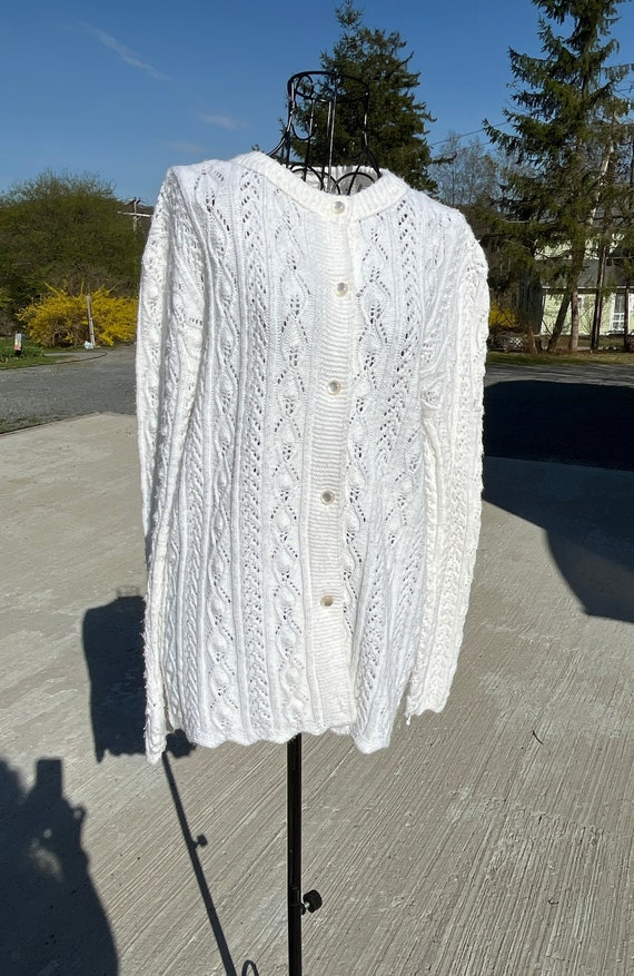 Vintage White Cardigan Sweater Rockabilly 1950’s … - image 1