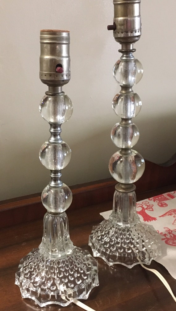 Vintage Glass Candlestick Boudoir Stacking Globes Lamp Set Etsy