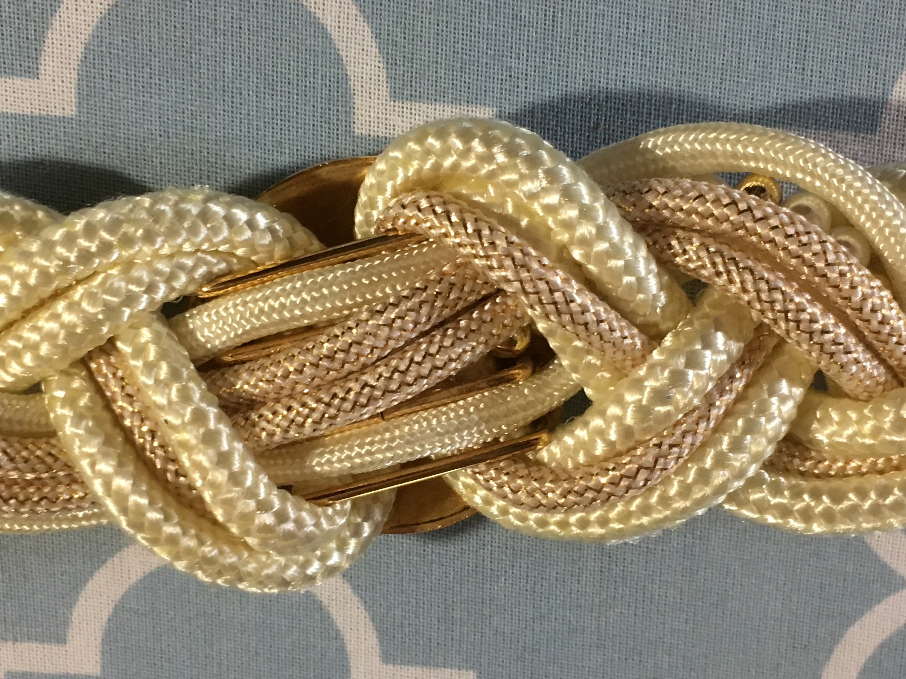 Vintage Ivory/cream Braided Belt With Pearl & Beads  display picture 3