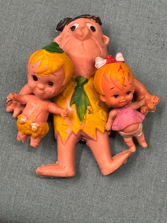 Vintage 1960s Flintstones Rubber Characters Fred Pebbles Bambam