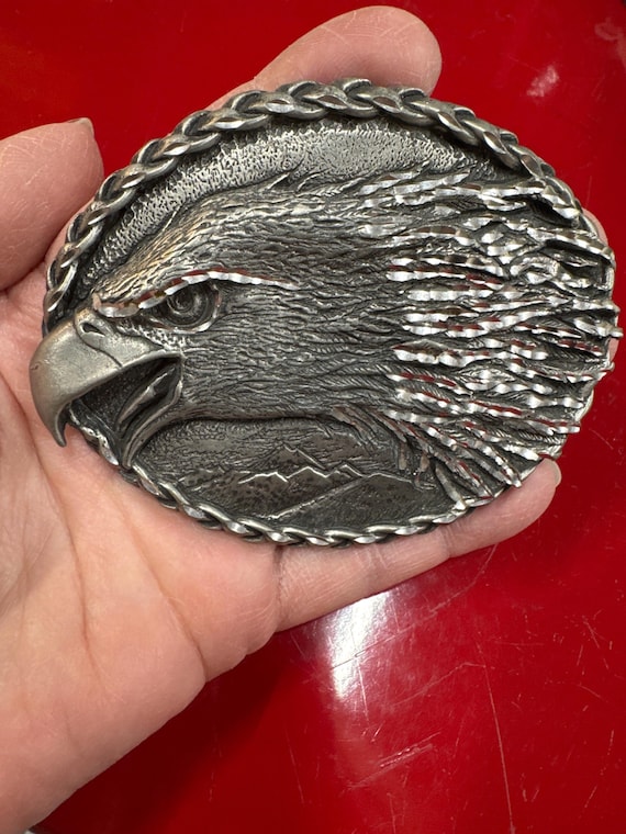 Vintage EGE 1992 Nickel Eagle Belt Buckle - Etsy display picture 3