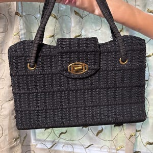 1950&#39;s Black Basket look Vintage Top handle&#39;s Pocketbook