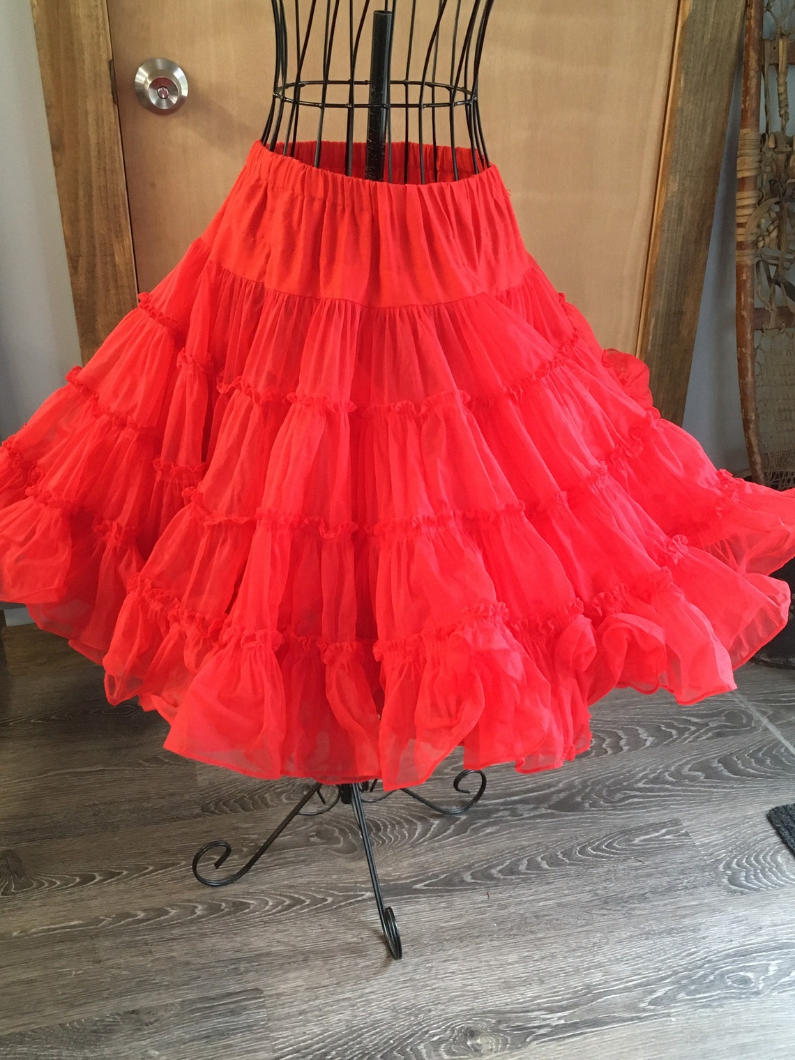 Vintage Red Petticoat Crinoline Square Dance Small/Med Etsy